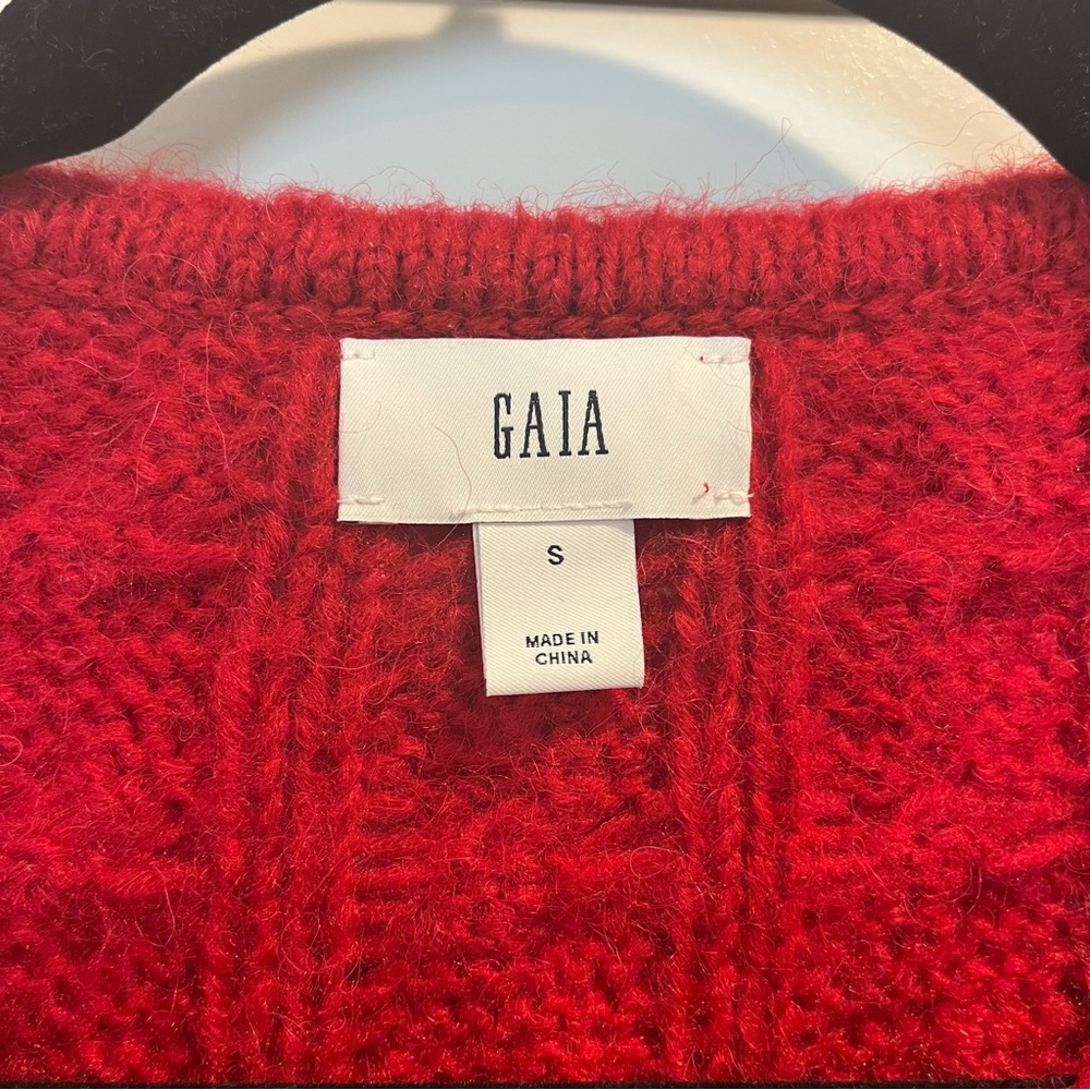 Red Cable-Knit Cropped Cardigan - GAP - Picture 6 of 9